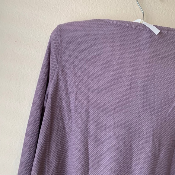 Long Sleeve Top Smoky Lilac with Lace Hem Zigzag Hemline ScoopNeck Size Small - Picture 11 of 14
